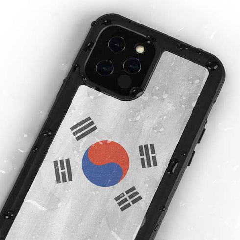 South Korean Flag Distressed iPhone 12 Pro Max Waterproof Case